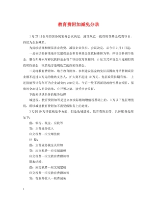 教育费附加减免分录 