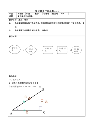 复习锐角三角函数导学案