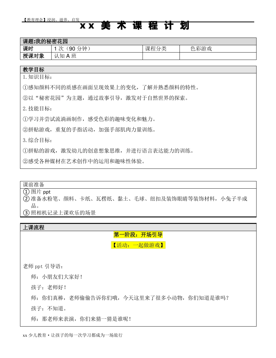少儿创意美术-我的秘密花园——教案_第1页