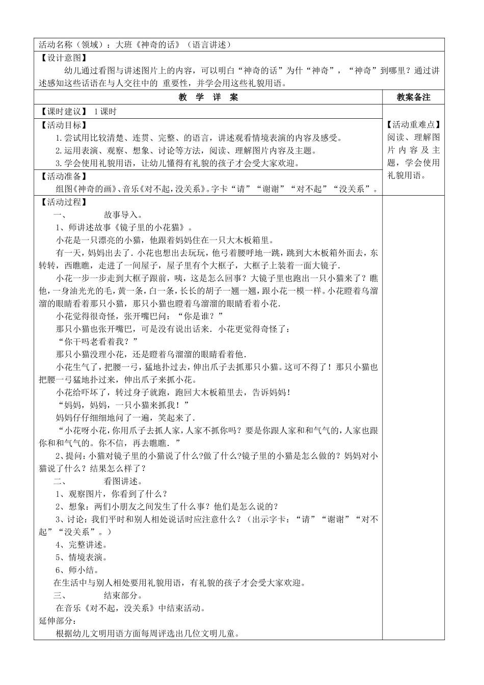 大班语言《神奇的话》（语言讲述）_第1页