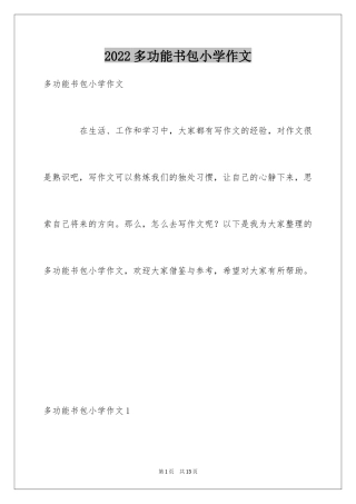 2024多功能书包小学作文