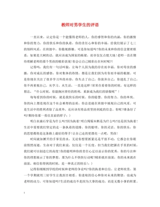 教师对男学生的评语 