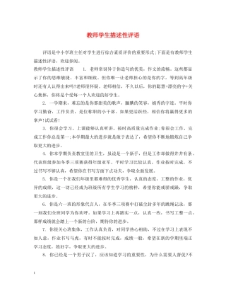 教师学生描述性评语 