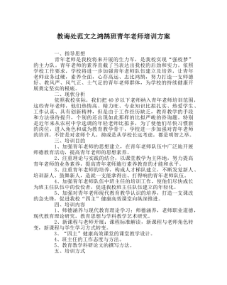 教导处范文鸿鹄班青年教师培训方案 