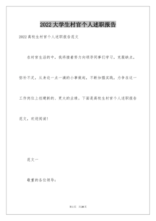 2024大学生村官个人述职报告