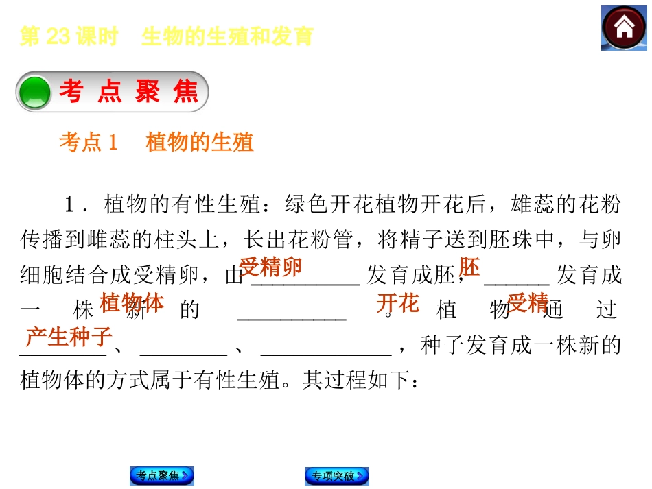 2015生物中考总复习课件（考点聚焦+归类探究+回归教材）：第23课时　生物的生殖和发育_第2页