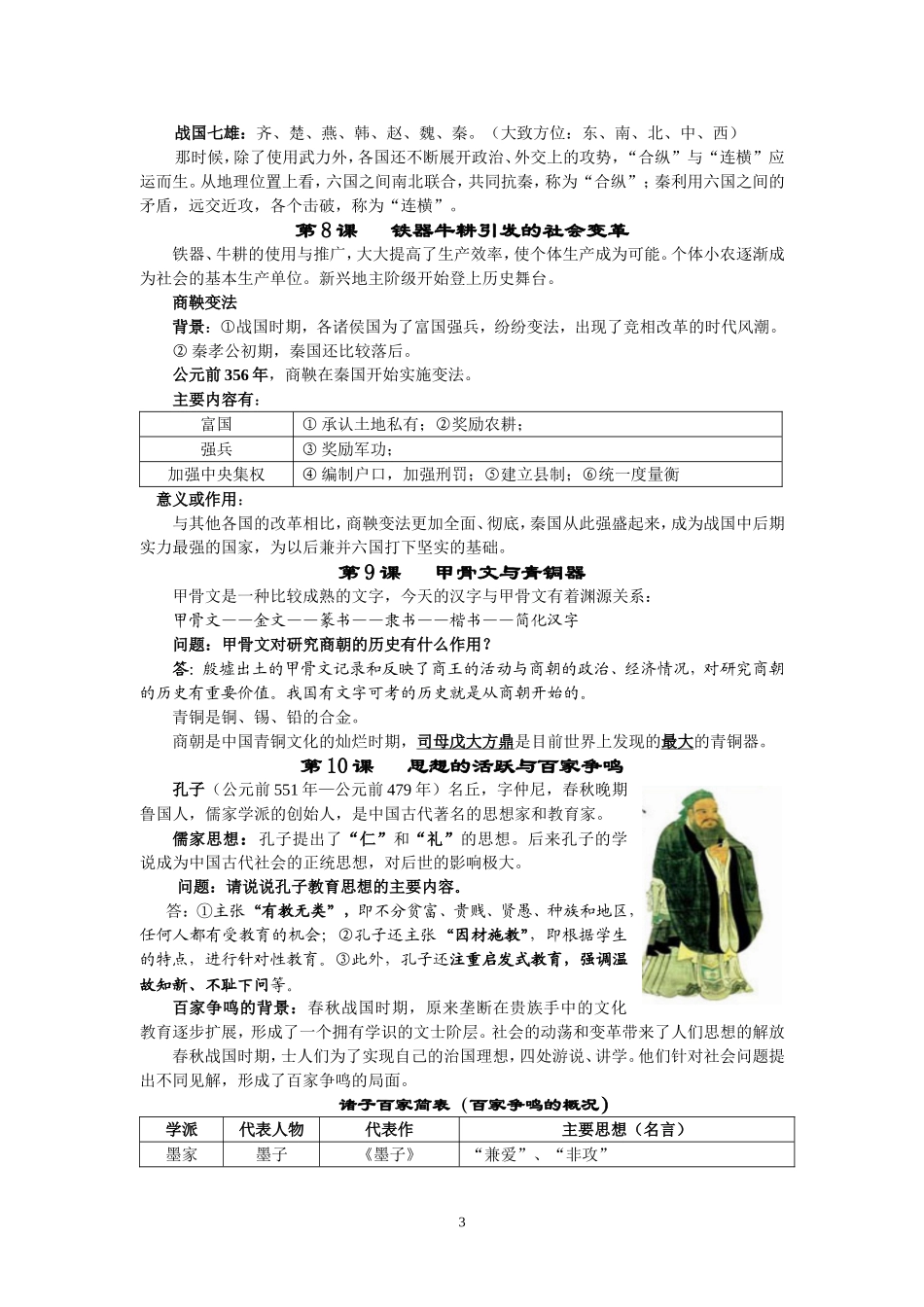 七年级（上）历史提纲_第3页