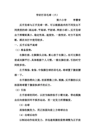 学好打羽毛球（六）