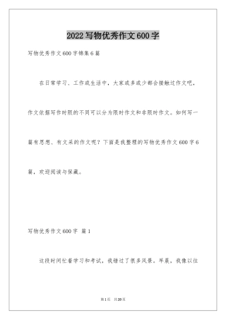 2024写物优秀作文600字_1