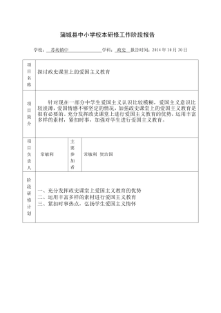 政史组阶段报告