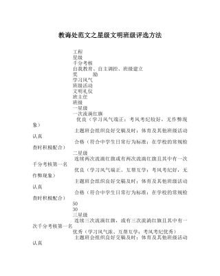 教导处范文星级文明班级评选办法 