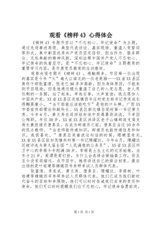 观看《榜样4》心得体会