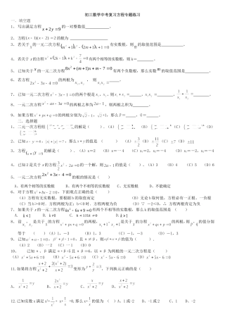 中考复习方程和方程组专题练习