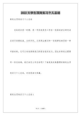 2024大学生顶岗实习个人总结