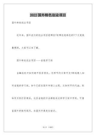 2024国外特色创业项目