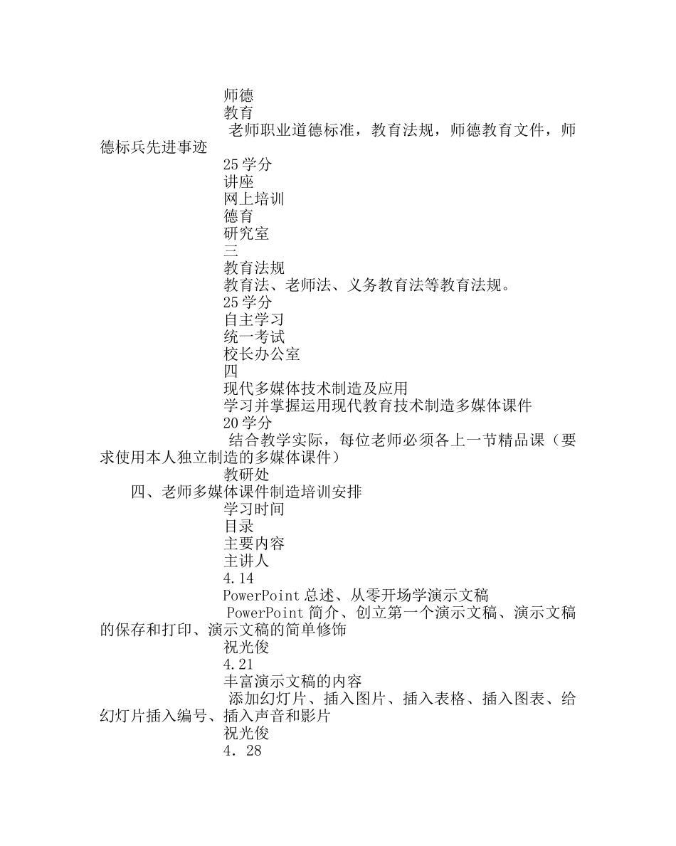 教导处范文教师继续教育培训实施计划 _第2页