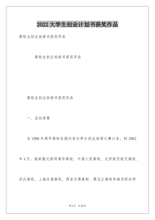 2024大学生创业计划书获奖作品