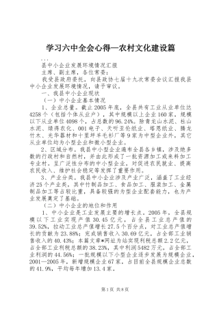 学习六中全会心得—农村文化建设篇