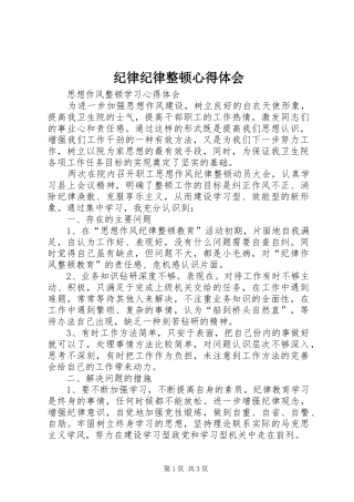 纪律纪律整顿心得体会