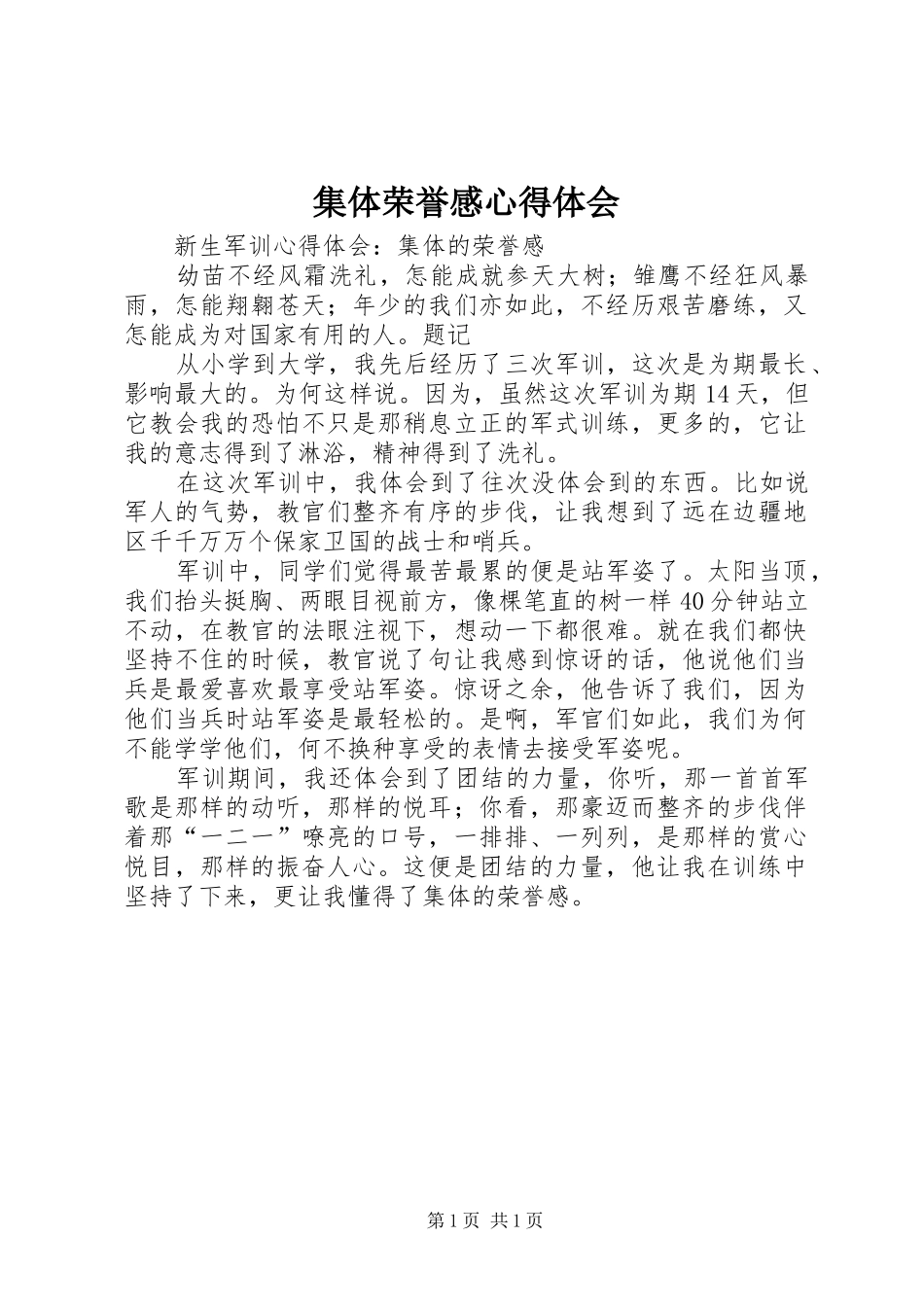 集体荣誉感心得体会_第1页