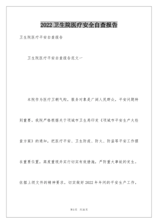 2024卫生院医疗安全自查报告