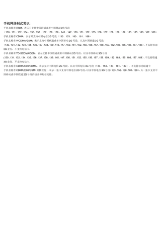 手机制式常识