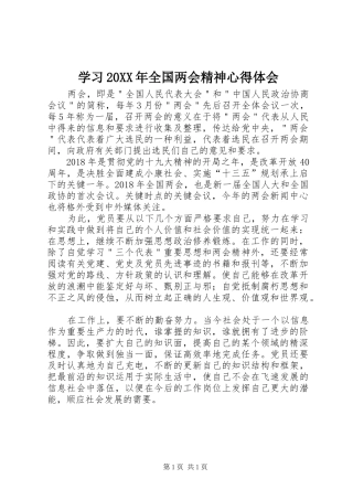 学习20XX年全国两会精神心得体会