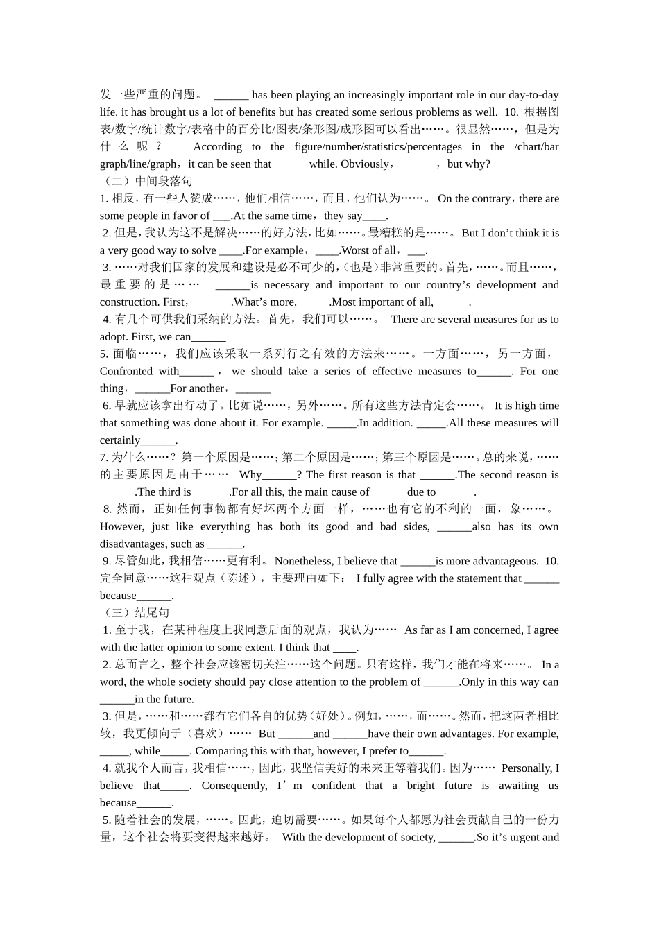 2014年高考英语作文万能句子及模板_第3页