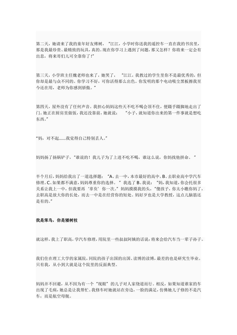 上帝为每一只笨鸟都准备了一个矮树枝_第3页