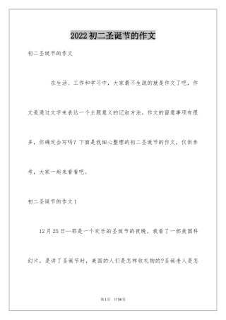 2024初二圣诞节的作文