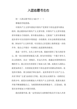 入团志愿书左右