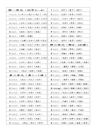 一年级上册二类生字组词