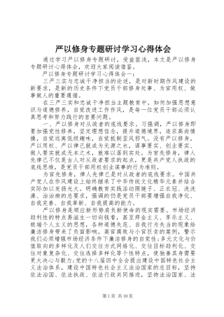 严以修身专题研讨学习心得体会