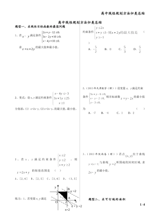 高中线性规划专题解法