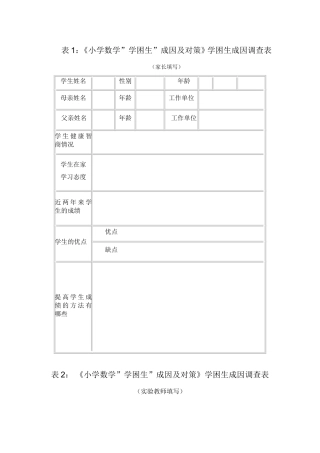 学困生成因后期问卷调查表