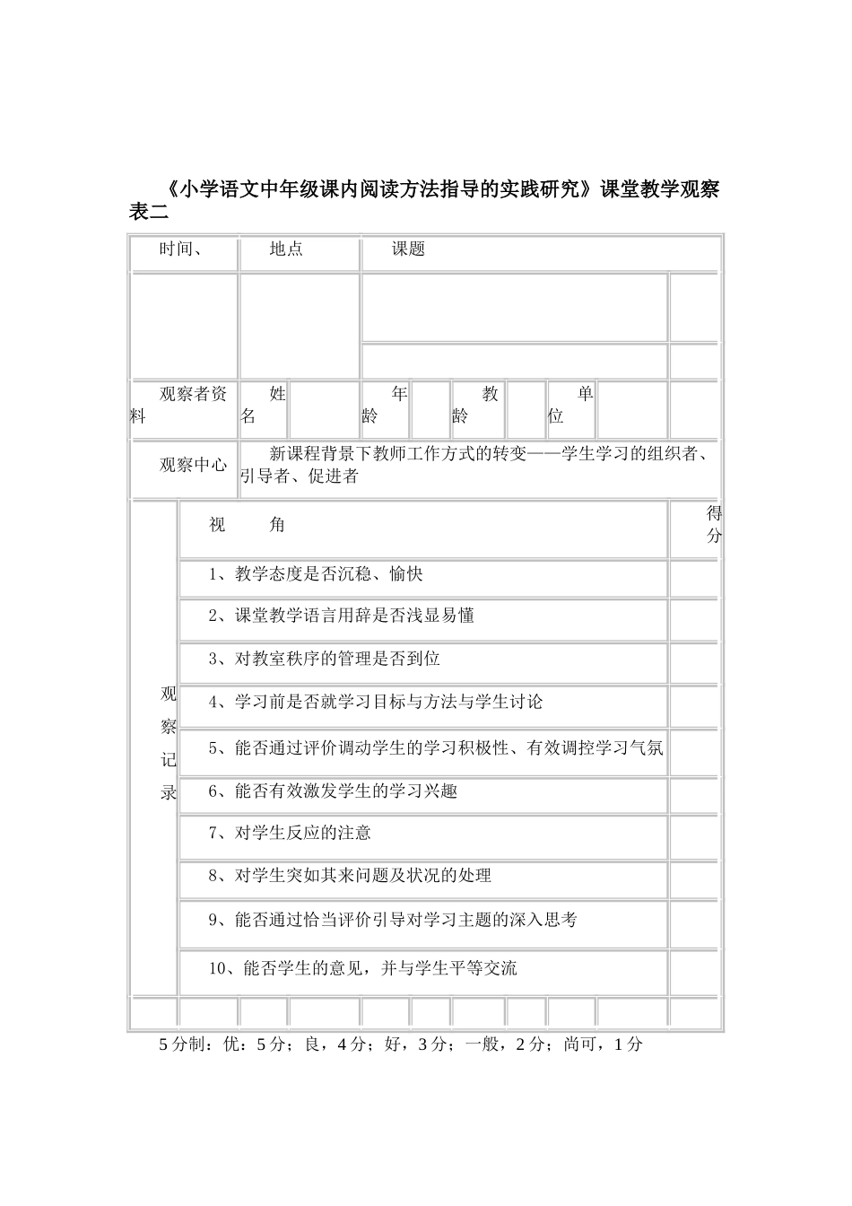 课堂观察量表_第2页
