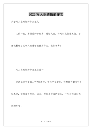 2024写人生感悟的作文