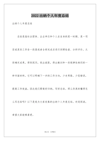 2024出纳个人年度总结_1
