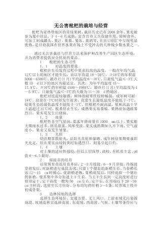 无公害枇杷的栽培与经营
