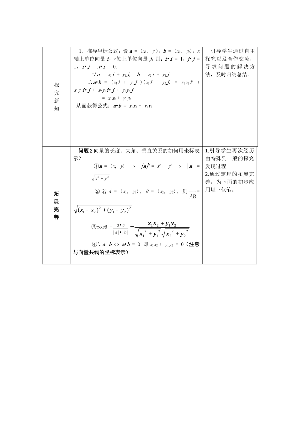 平面向量数量积的坐标表示说课稿_第3页