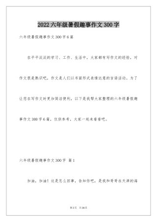 2024六年级暑假趣事作文300字