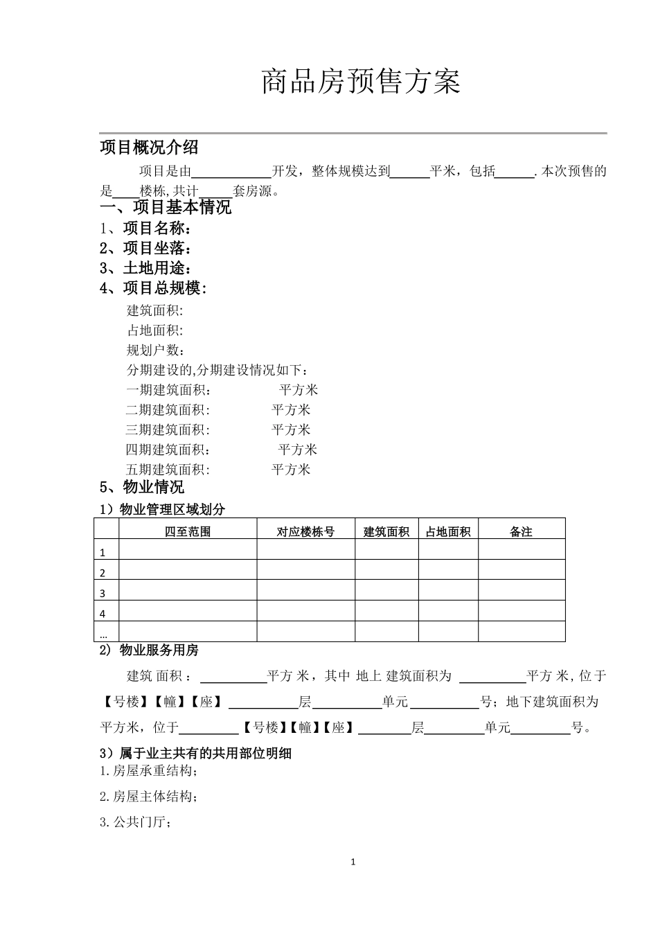 商品房预售方案模板_第1页