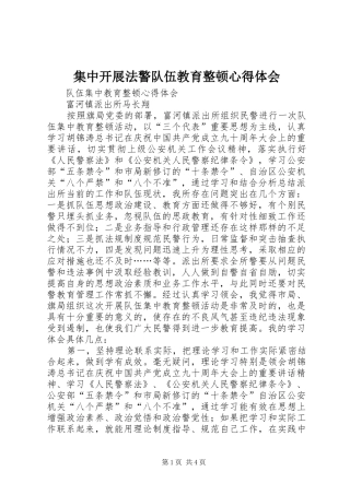 集中开展法警队伍教育整顿心得体会