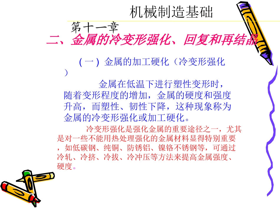 金属的冷变形强化、回复和再结晶_第1页
