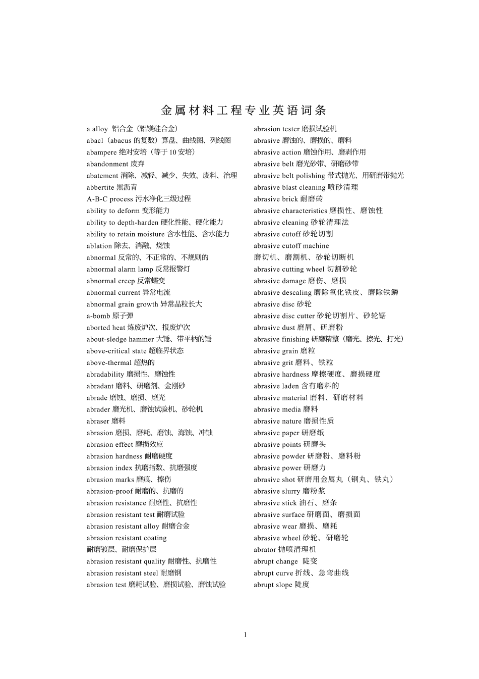 金属材料工程专业英语_第1页