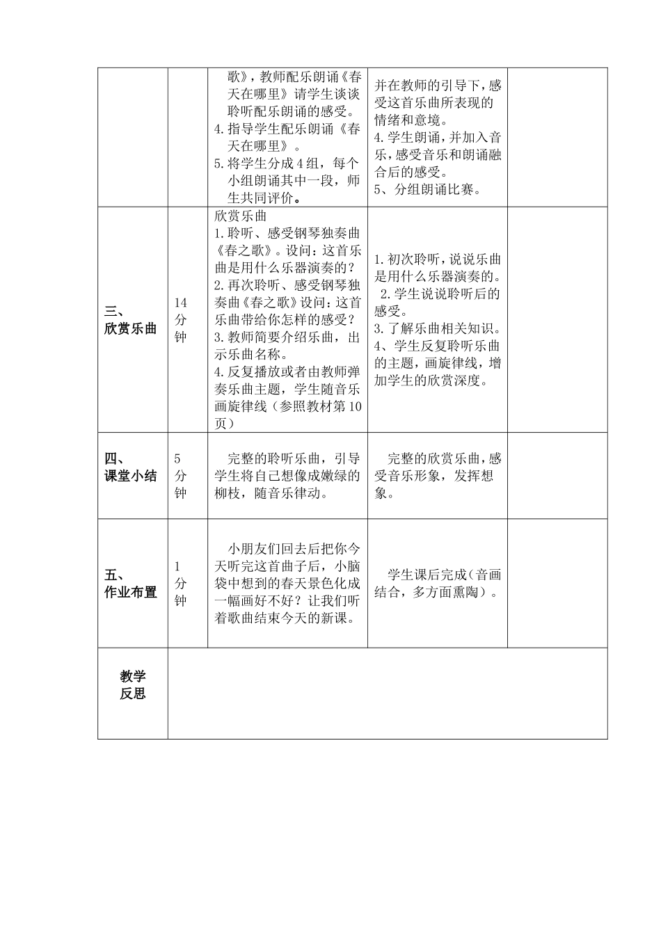 一年级音乐教案欣赏《春之歌》教学设计_第2页