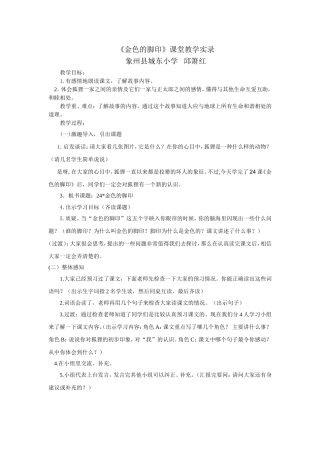 金色的脚印课堂教学实录1
