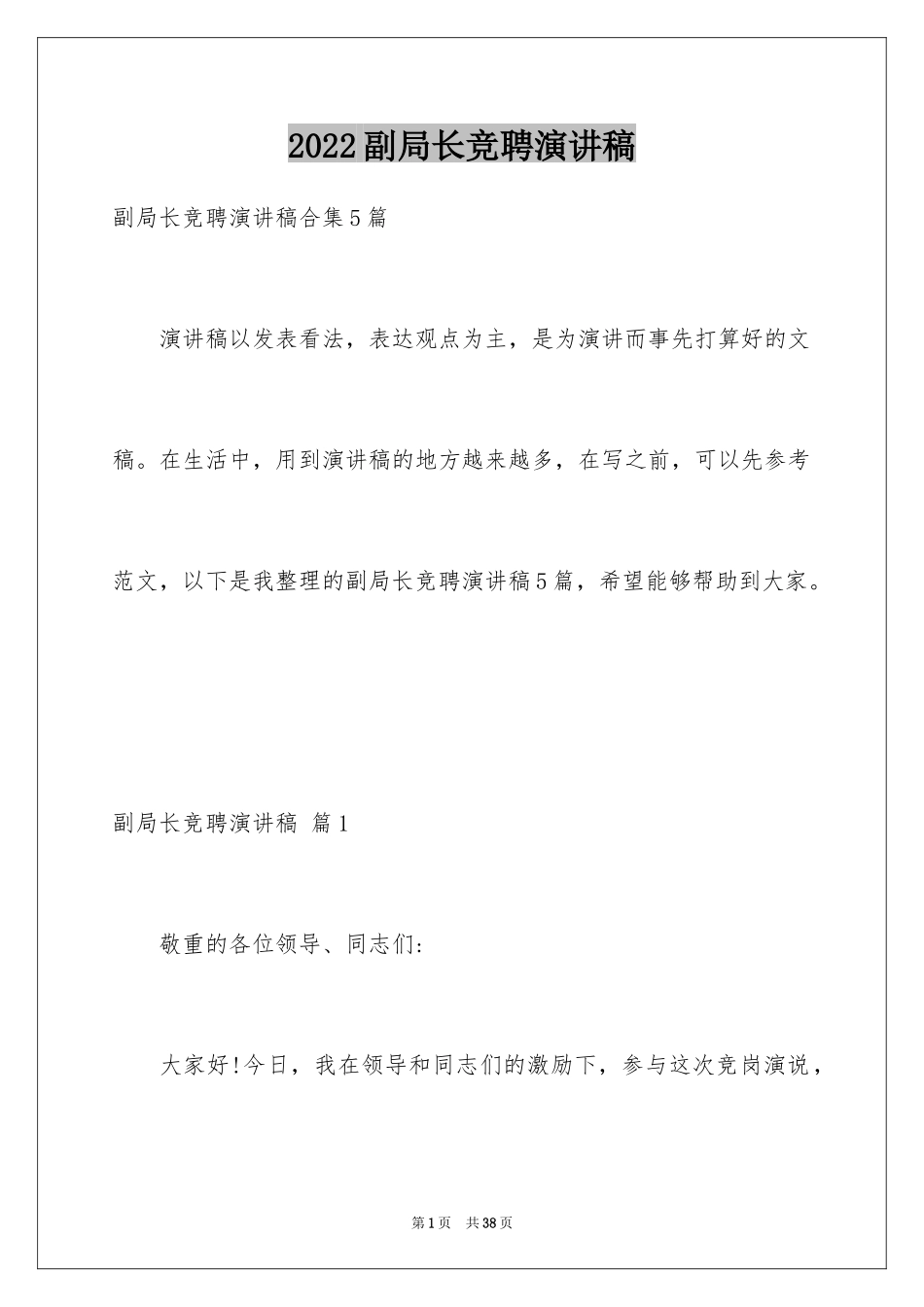 2024副局长竞聘演讲稿_第1页