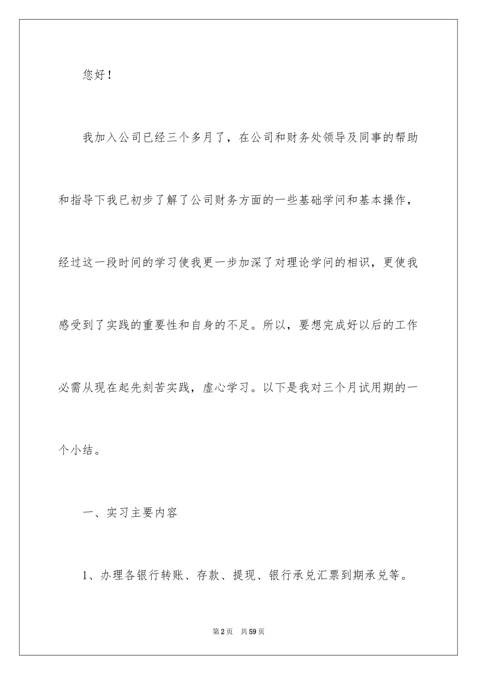 2024公司出纳试用期工作总结_第2页