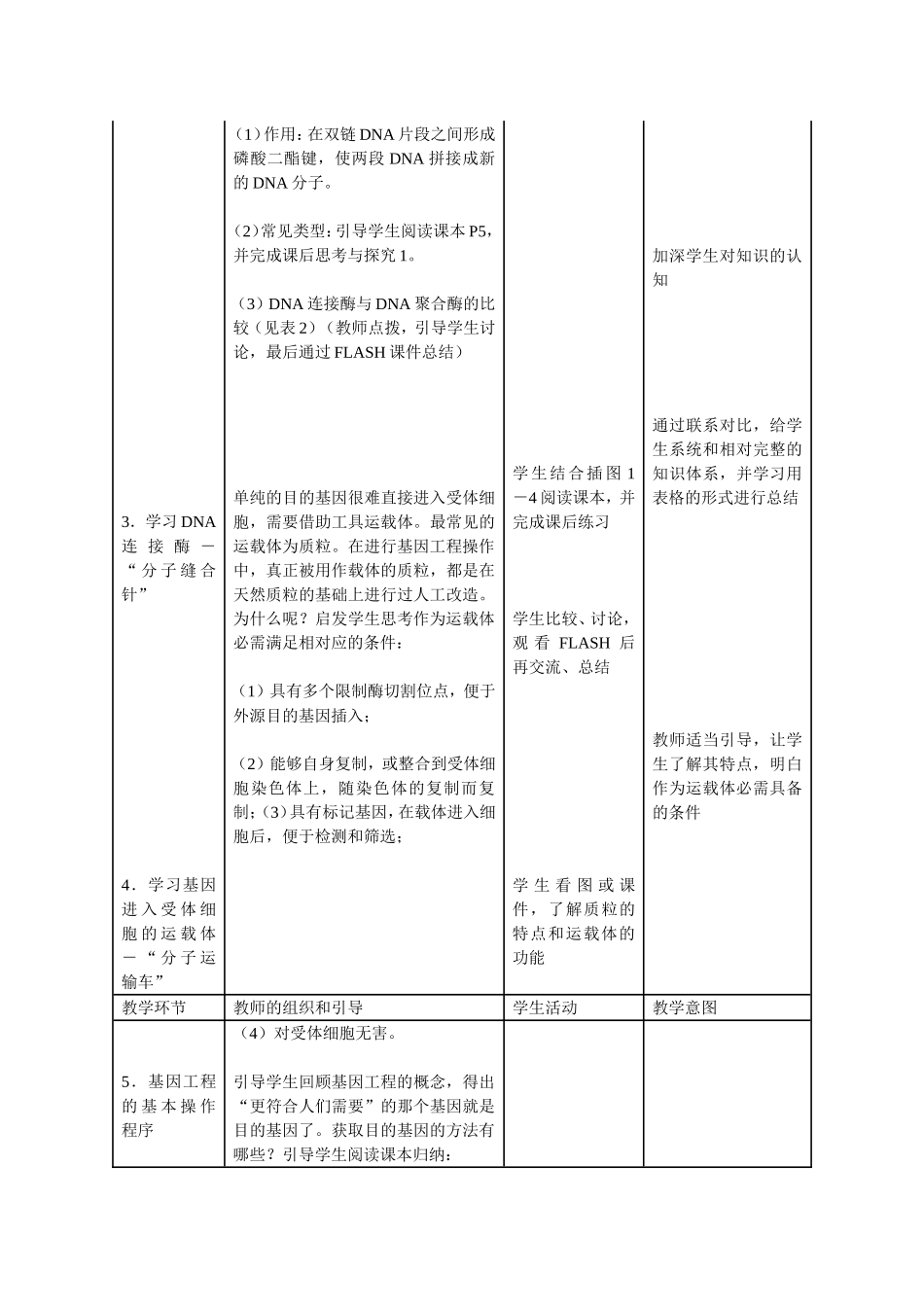 v基因工程的基本操作程序教学设计_第3页